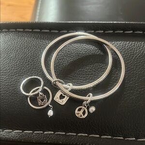 Brighton Silver tone Charm Bracelet and Ring Set